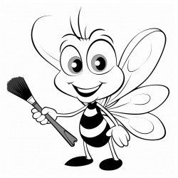 an ant holding a paintbrush