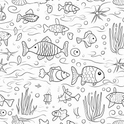underwater doodle seamless pattern