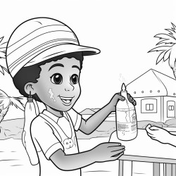 a kid putting on sunscreen