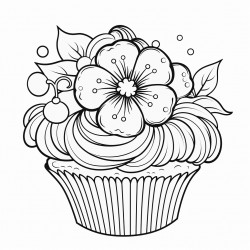 beautiful blooming cupcake with frosting techniques or candy decorations