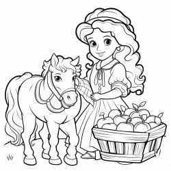 apples basket girl on horse