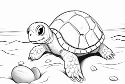 a baby sea turtle coming our an egg on a beach