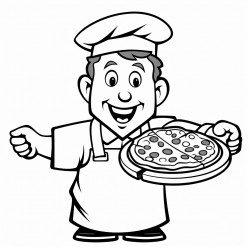 pizza man with pizza in an open pizza box