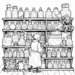 a detailed witchs apothecary