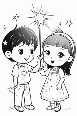 little girl and boy playing with sparklers