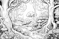 a magical forest at night