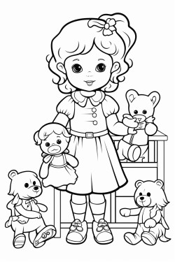 child playing with dolls