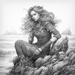 a mermaid sitting on a rock