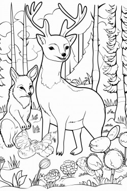 tyvrins in the forest deer fox bear hare