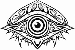 mystical eyeball with cool colors and shapes