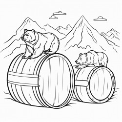 bears shaped like beer barrels in the mountains