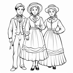 3 empty characters dressed like in the 19th century