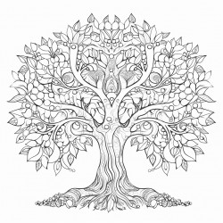 tree with mandala pattern adult coloring book picture