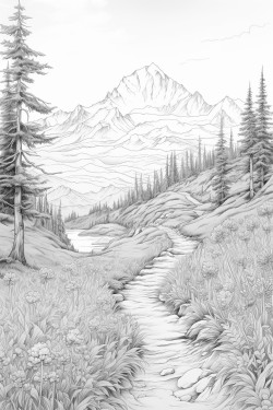 pyrography template of landscape