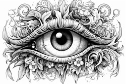 mystical eyeball with cool colors and shapes
