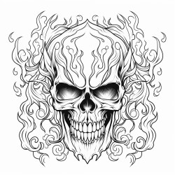 skull in flames tattoo