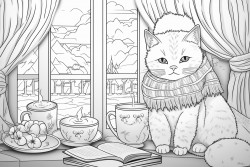 cute cat room coffee winter cold sick
