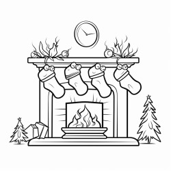 a cozy christmas fireplace with stockings hanging above