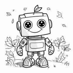 happy robot autumn simple