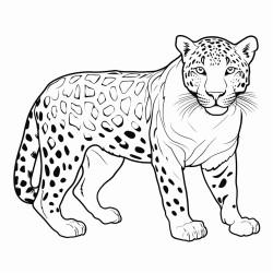 a full body coloring page of a jaguar