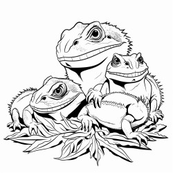 bearded dragon family eating worms