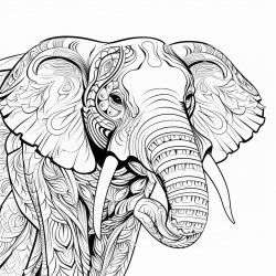 retro cartoon picture of a closeup face of an elephant