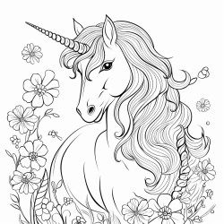 fantasy themed unicorn colouring page