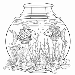 fish in tank for adults colouring in book