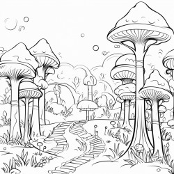 a magical forest with fairies flying among the trees