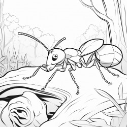 an ant in the forest with a paintbrush
