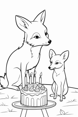 un renard et une biche qui ftent leurs anniversaires