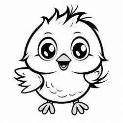 cute and fluffy baby chick with soft feathers and a tiny beak and a happy expression