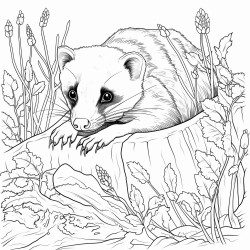 a badger poking its head out of its burrow