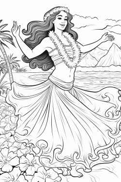 authentic hawaiian hula dancer dancing on hawaiian beach