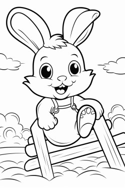 cute bunny jumping through an obstacle course
