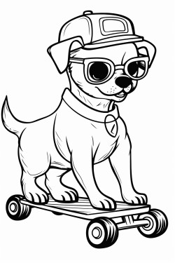 hund mit sonnenbrille auf roller