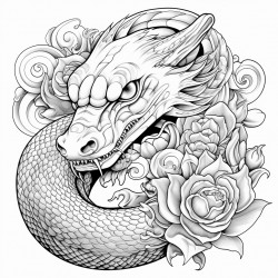 a snake dragon and dog