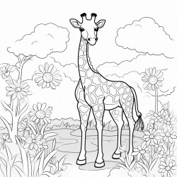 giraffe in a garden