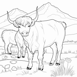 highland cow grazing