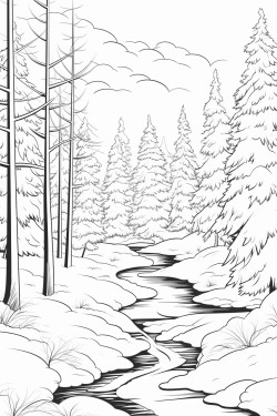 grayscale winter landscape