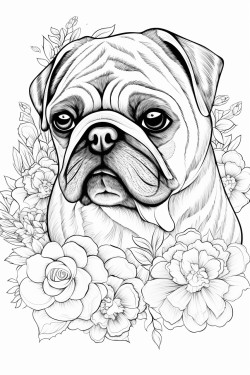 mops do poowy pokolorowany kredk
