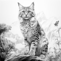 realistic large cat wellproportioned cat has wings the cat has no fur markings or stripes standing in a forest one paw raised slightly realistic detailed