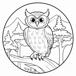owl sitting in a tree amongst the forest