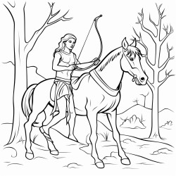 a centaur in the forest who wants to shoot with a bow and arrow