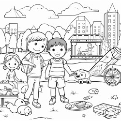 piknik yapan ocuklar