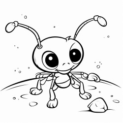 an ant carrying a tiny asteroid on its back