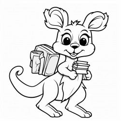 kangaroo carrying library books minimal detail for children 6 to 8 years old