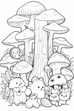 a cute forest whispe  coloring bookvector white background black and white black drawing