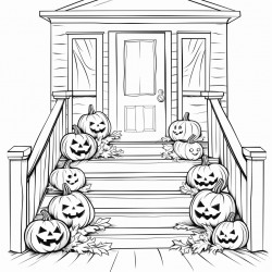 smiling jackolanterns on door steps