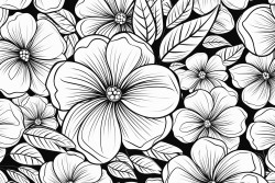 black and white flower pattern for adult coloring book doodle floral drawing